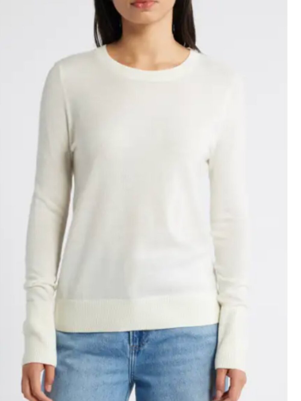 Caslon Merino Wool Blend Crewneck Sweater, Ivory, Size Large